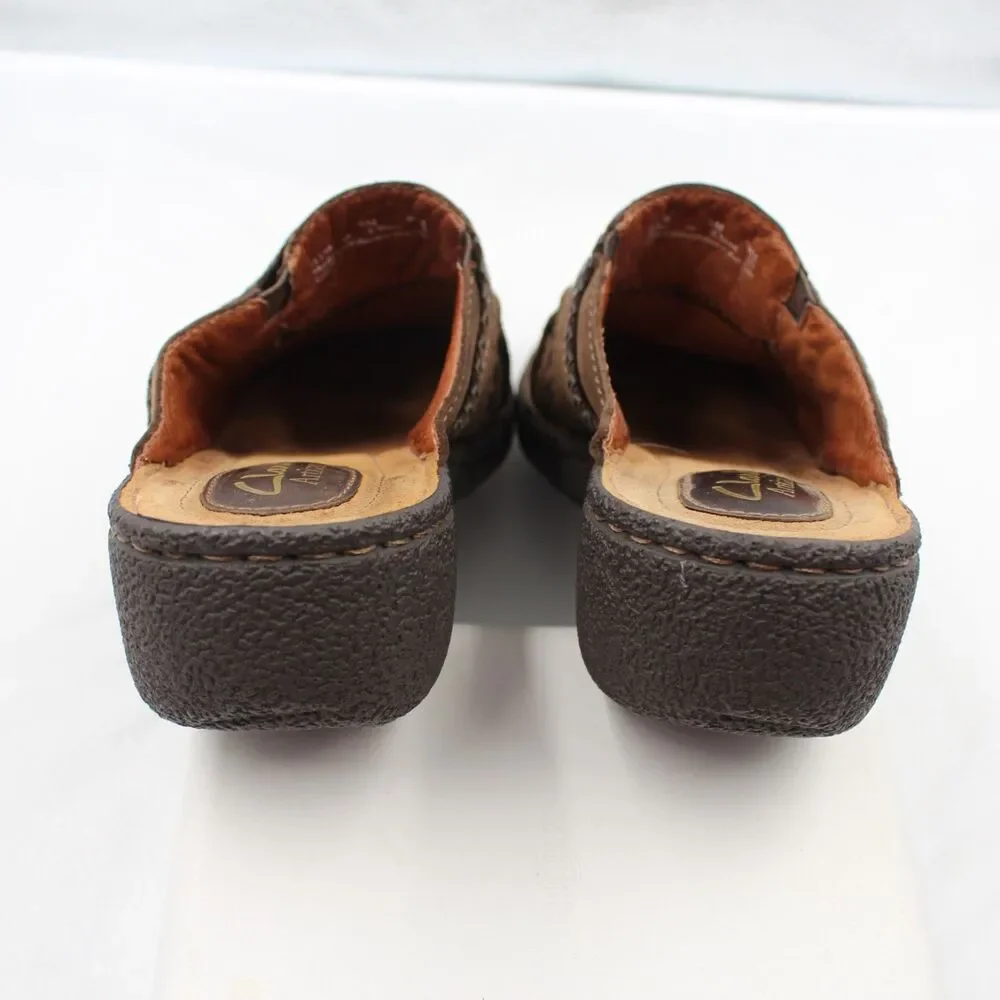 Clarks Artisan Women’s Size 7 Leather Slip-On Mules Clogs Comfort Shoes Brown